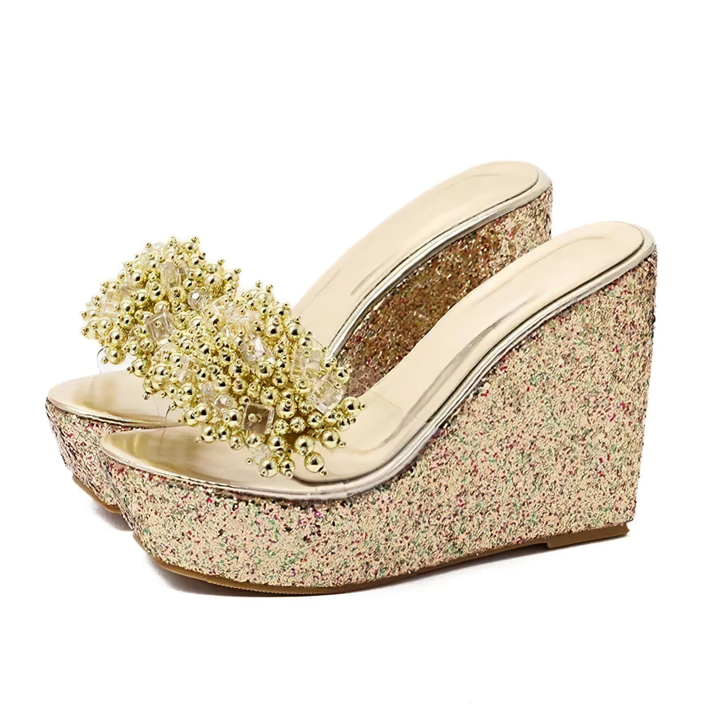 Open Toe Glam Platform Wedges